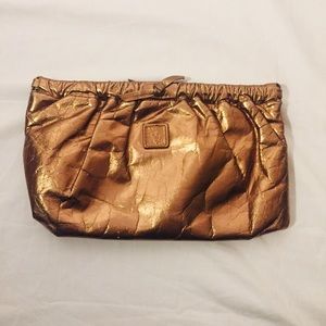 Vintage Anne Klein gold metallic clutch purse